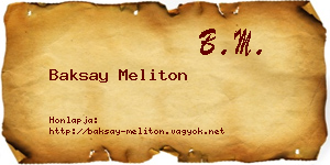 Baksay Meliton névjegykártya